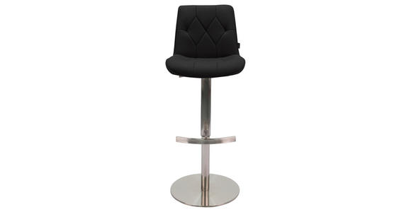 BARHOCKER Mikrofaser Schwarz, Edelstahlfarben Edelstahl Sitzfläche 360° drehbar, automatische Rückholfunktion, Stoffauswahl, mit Griff - Edelstahlfarben/Schwarz, Design, Textil/Metall (44/86-110,5/54,5cm) - Novel