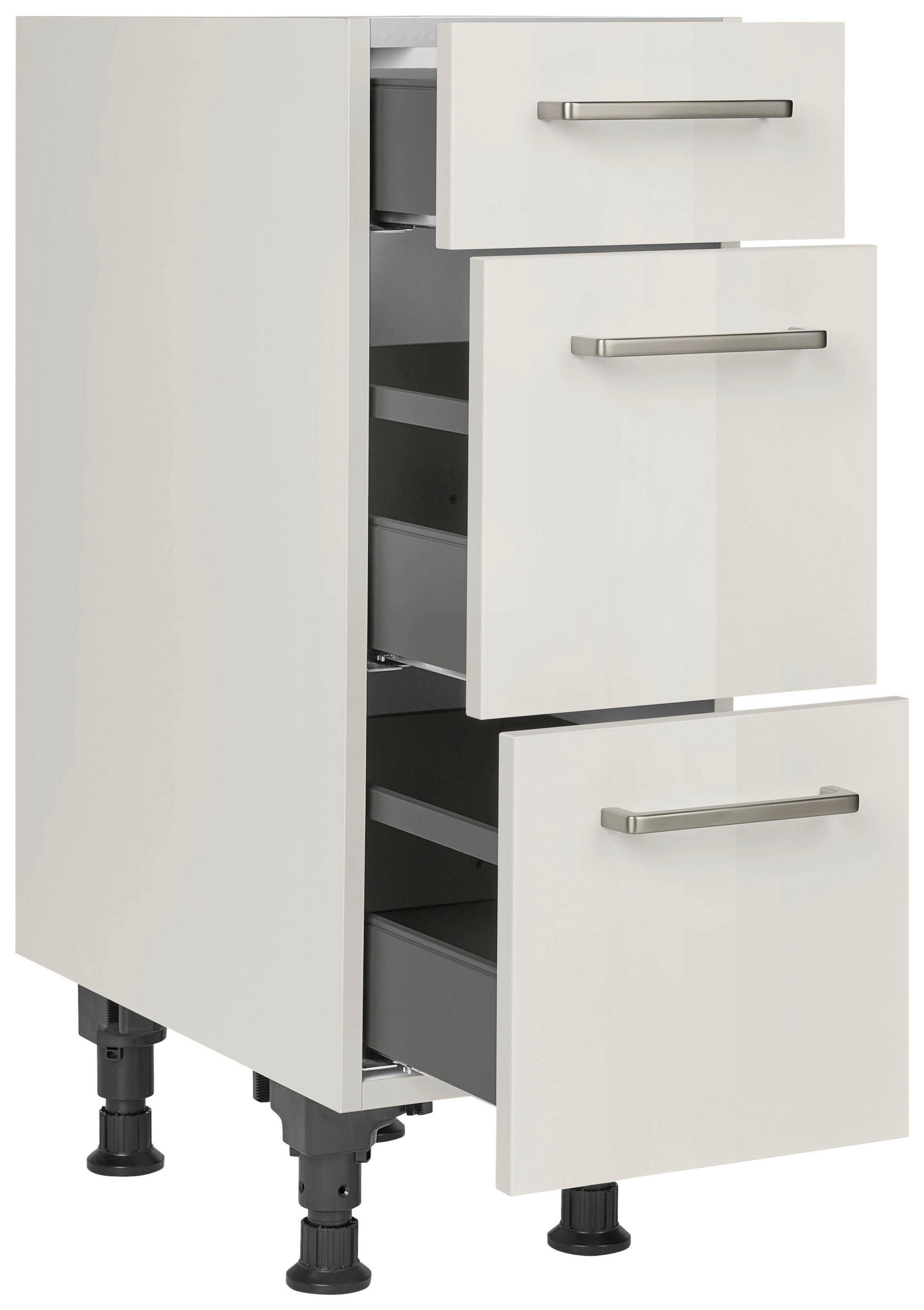 SCHUBKASTENUNTERSCHRANK 30/87/56 cm in Hellgrau - Edelstahlfarben/Hellgrau, MODERN, Holzwerkstoff/Metall (30/87/56cm) - Nobilia