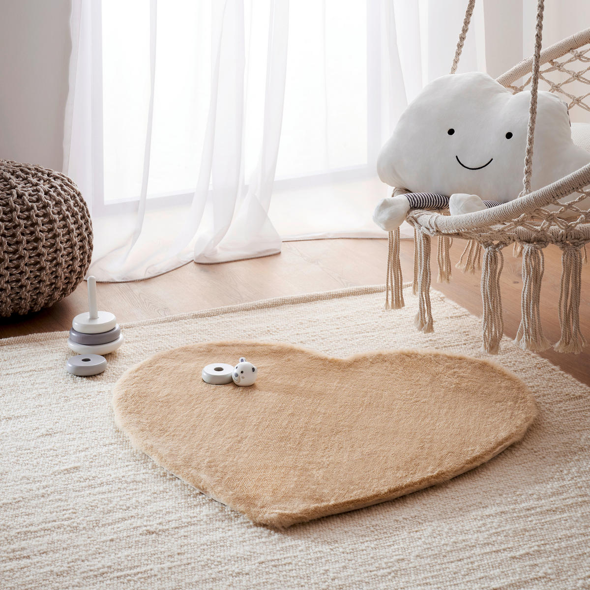 KINDERTEPPICH 80/80 cm  - Beige, Basics, Textil (80/80cm) - Ben'n'jen