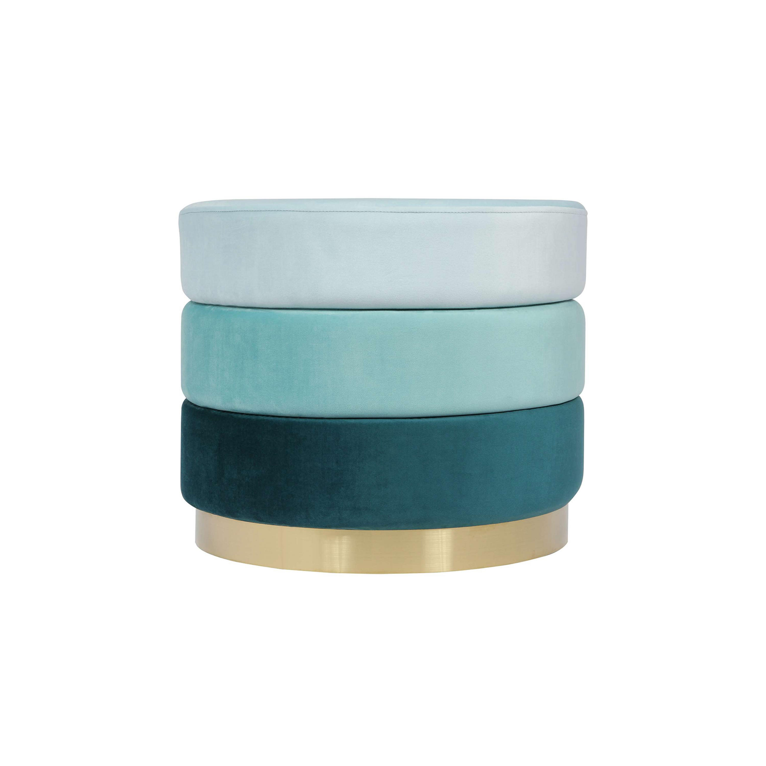 TABURET, textil, 50/42 cm - modrá/barvy zlata, Design, kov/textil (50/42cm) - MID.YOU