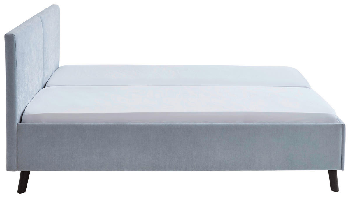 POLSTERBETT 160/200 cm  in Hellblau  - Schwarz/Hellblau, Basics, Holz/Textil (160/200cm) - Boxxx