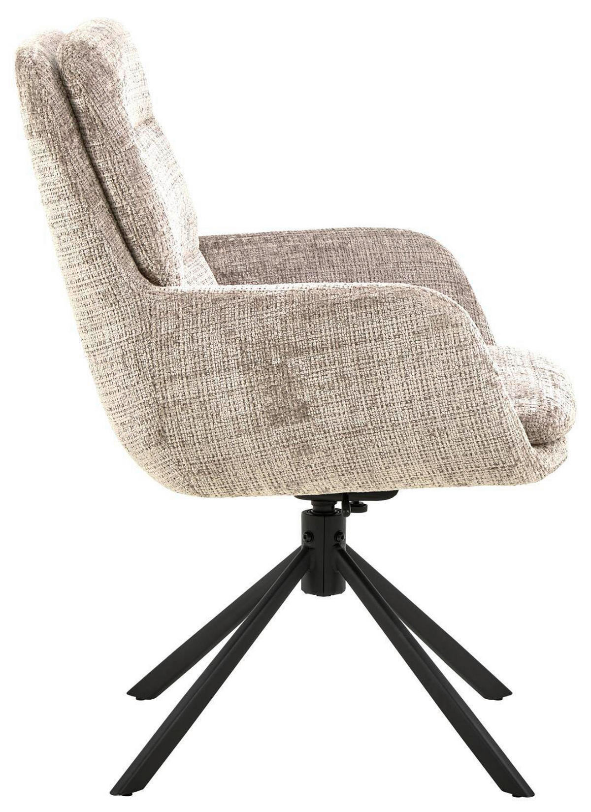 ARMLEHNSTUHL 2 Stück automatische Rückholfunktion Chenille  Schwarz, Beige  - Beige/Schwarz, MODERN, Textil/Metall (61/94/67cm) - MID.YOU