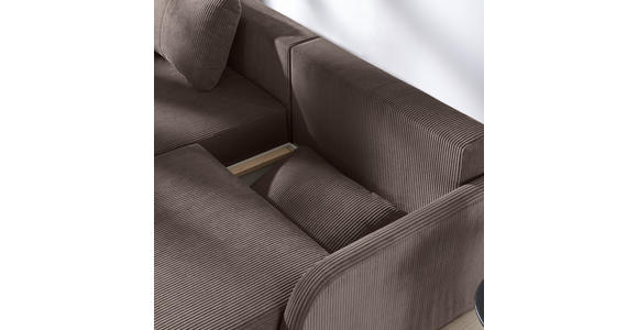 ECKSOFA Braun Cord Rückenkissen, Bettkasten, Schlaffunktion, Rücken echt, Liegefläche im Originalstoff  - Schwarz/Braun, KONVENTIONELL, Kunststoff/Textil (217/146cm) - Carryhome