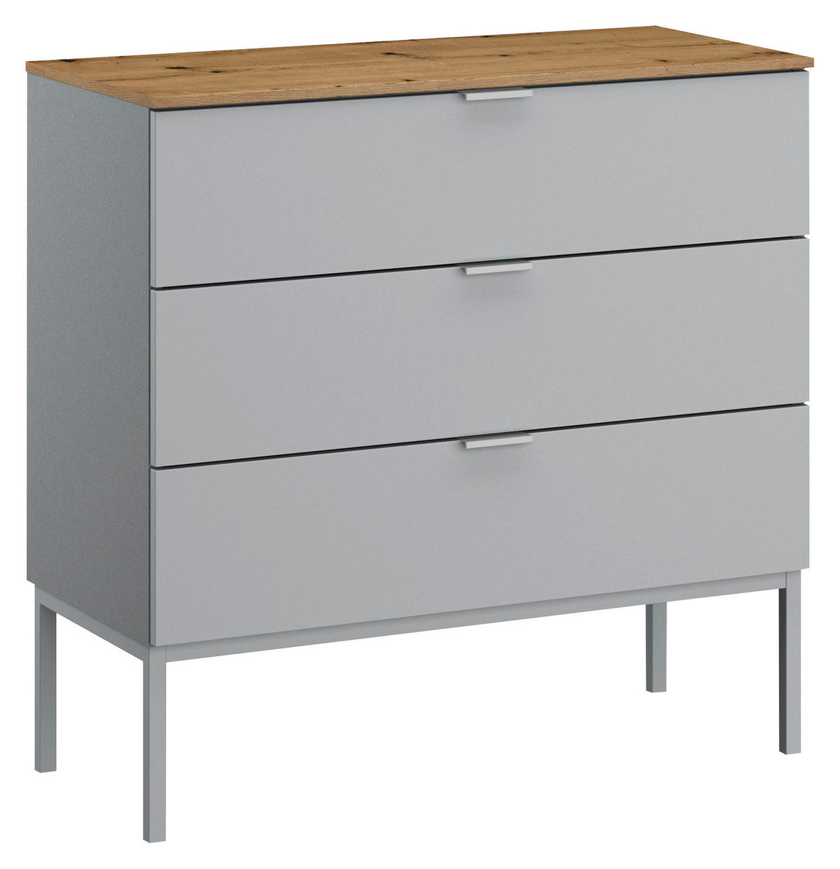 KOMMODE  in 80/80/42 cm  - Eichefarben/Alufarben, Trend, Holzwerkstoff/Kunststoff (80/80/42cm) - Stylife