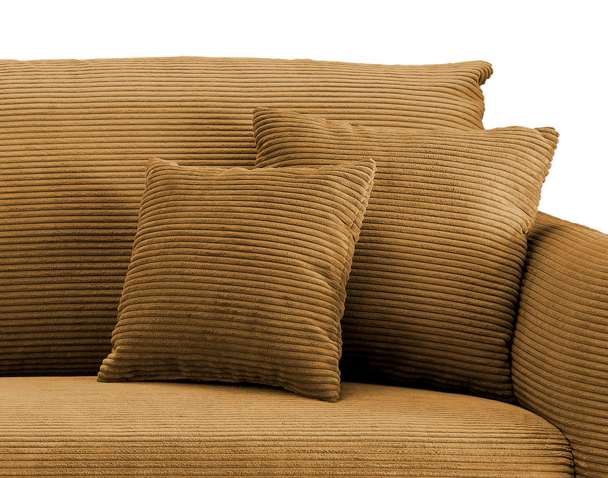 ECKSOFA in Cord Goldfarben  178/264-302 cm  - Goldfarben/Schwarz, Design, Textil/Metall (178/264-302cm) - Livetastic