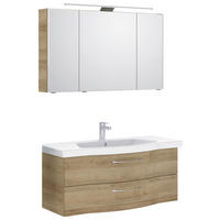 BADEZIMMER 3-teilig  in 122 cm  - Chromfarben/Eichefarben, KONVENTIONELL, Glas/Keramik (122cm) - Pelipal