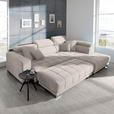 ECKSOFA in Mikrofaser Ecru  - Chromfarben/Ecru, Design, Textil/Metall (301/207cm) - Xora