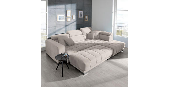 ECKSOFA in Mikrofaser Ecru  - Chromfarben/Ecru, Design, Textil/Metall (301/207cm) - Xora