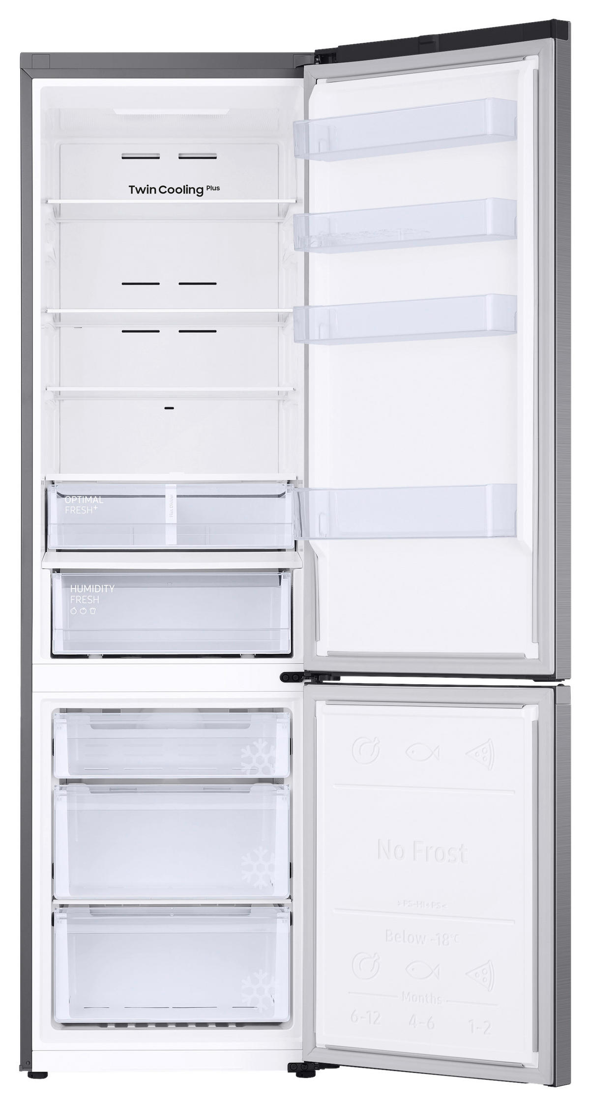 KÜHL-GEFRIER-KOMBINATION RB38T607BS9/EF  - Edelstahlfarben, Basics, Glas/Kunststoff (59,5/203/65,8cm) - Samsung