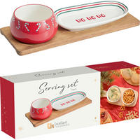 SERVIERSCHALENSET   - Rot/Naturfarben, Basics, Holz (30/5,5/10,5cm)