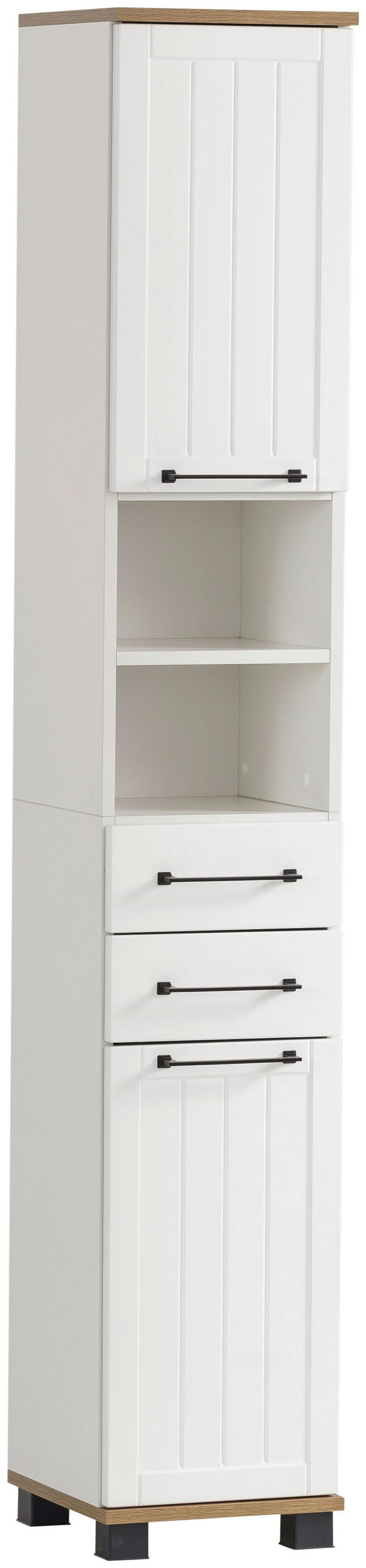 Stylife Hochschrank Jelda Weiß, Eiche 30.3x180.9x32.6 cm