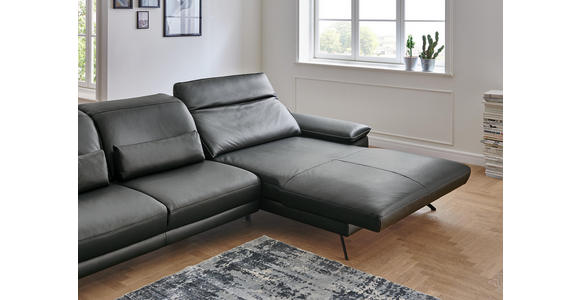 WOHNLANDSCHAFT in Leder Anthrazit - Anthrazit/Schwarz, Design, Leder/Metall (328/193cm) - Dieter Knoll