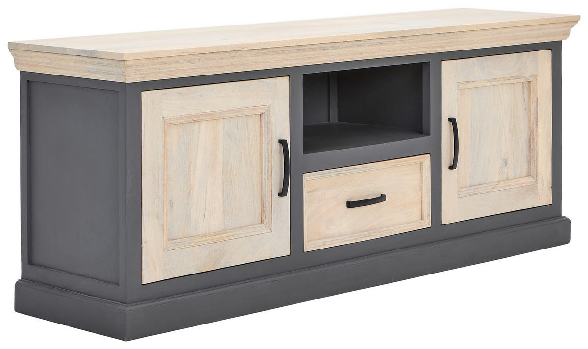 SIDEBOARD Kigali  in 160/60/40 cm  - Schwarz/Naturfarben, Natur, Holz/Metall (160/60/40cm) - Livetastic