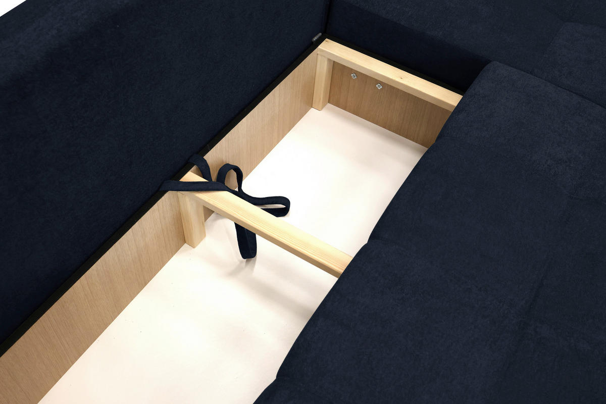 ECKSOFA LAGUNA in Frottee Dunkelblau  260/143 cm  - Schwarz/Dunkelblau, Design, Kunststoff/Textil (260/143cm) - MID.YOU