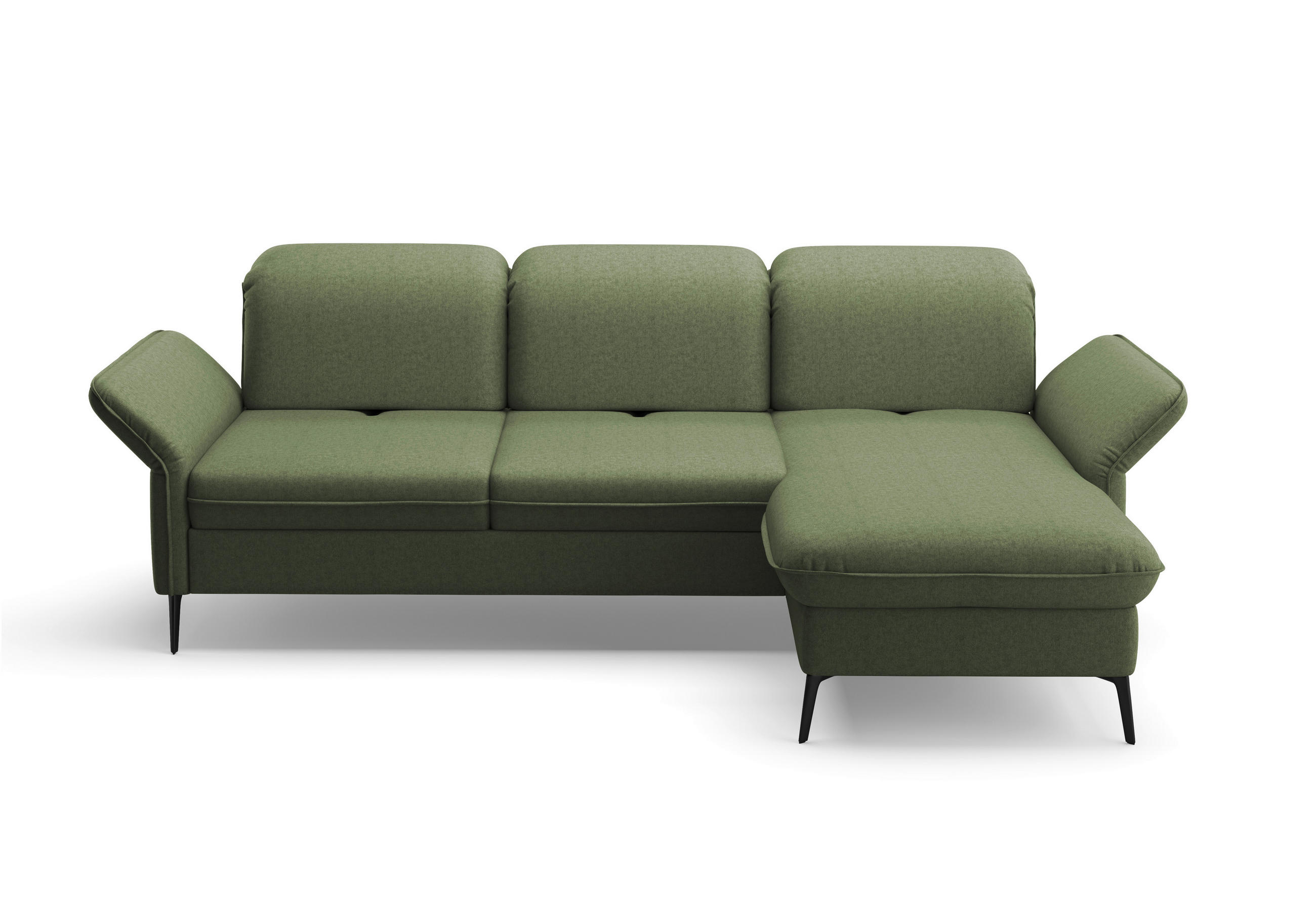 ECKSOFA in Flachgewebe Olivgrün  - Schwarz/Olivgrün, Konventionell, Textil/Metall (264/198cm) - Sit & More