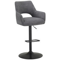 BARHOCKER Cord Schwarz, Dunkelgrau Eisen Sitzfläche 360° drehbar, inklusive Armlehnen  - Dunkelgrau/Schwarz, Design, Textil/Metall (56/102-123/58cm) - Hom`in