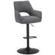 BARHOCKER Cord Schwarz, Dunkelgrau Eisen Sitzfläche 360° drehbar, inklusive Armlehnen  - Dunkelgrau/Schwarz, Design, Textil/Metall (56/102-123/58cm) - Hom`in