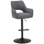 BARHOCKER Cord Schwarz, Dunkelgrau Eisen Sitzfläche 360° drehbar, inklusive Armlehnen  - Dunkelgrau/Schwarz, Design, Textil/Metall (56/102-123/58cm) - Hom`in