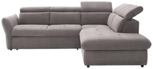 ECKSOFA in Velours Hellgrau  254/224 cm  - Hellgrau/Schwarz, Design, Kunststoff/Textil (254/224cm) - Stylife
