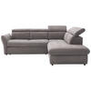 ECKSOFA in Velours Hellgrau  254/224 cm  - Hellgrau/Schwarz, Design, Kunststoff/Textil (254/224cm) - Stylife