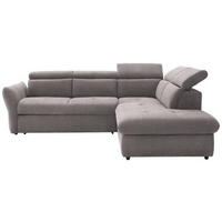 ECKSOFA in Velours Hellgrau  254/224 cm  - Hellgrau/Schwarz, Design, Kunststoff/Textil (254/224cm) - Stylife