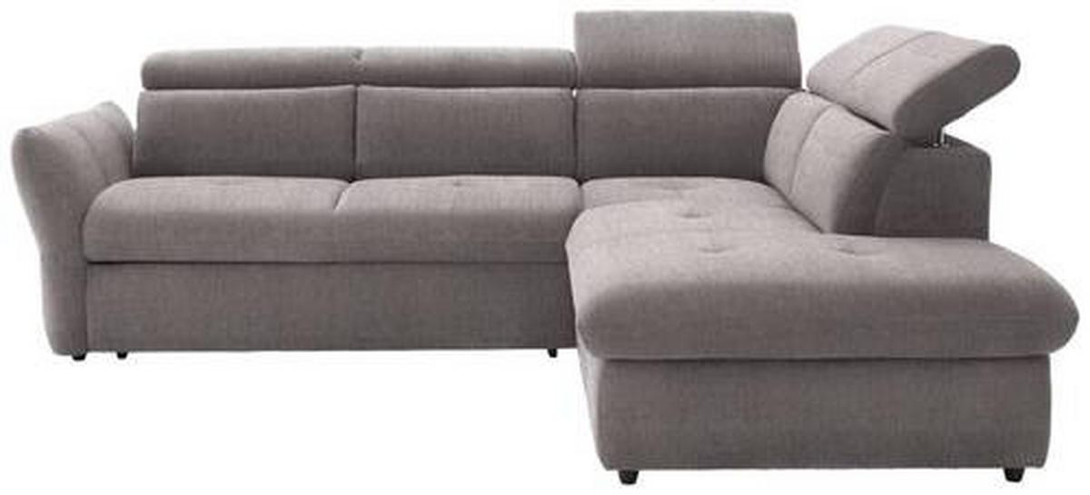 ECKSOFA in Velours Hellgrau  254/224 cm  - Hellgrau/Schwarz, Design, Kunststoff/Textil (254/224cm) - Stylife