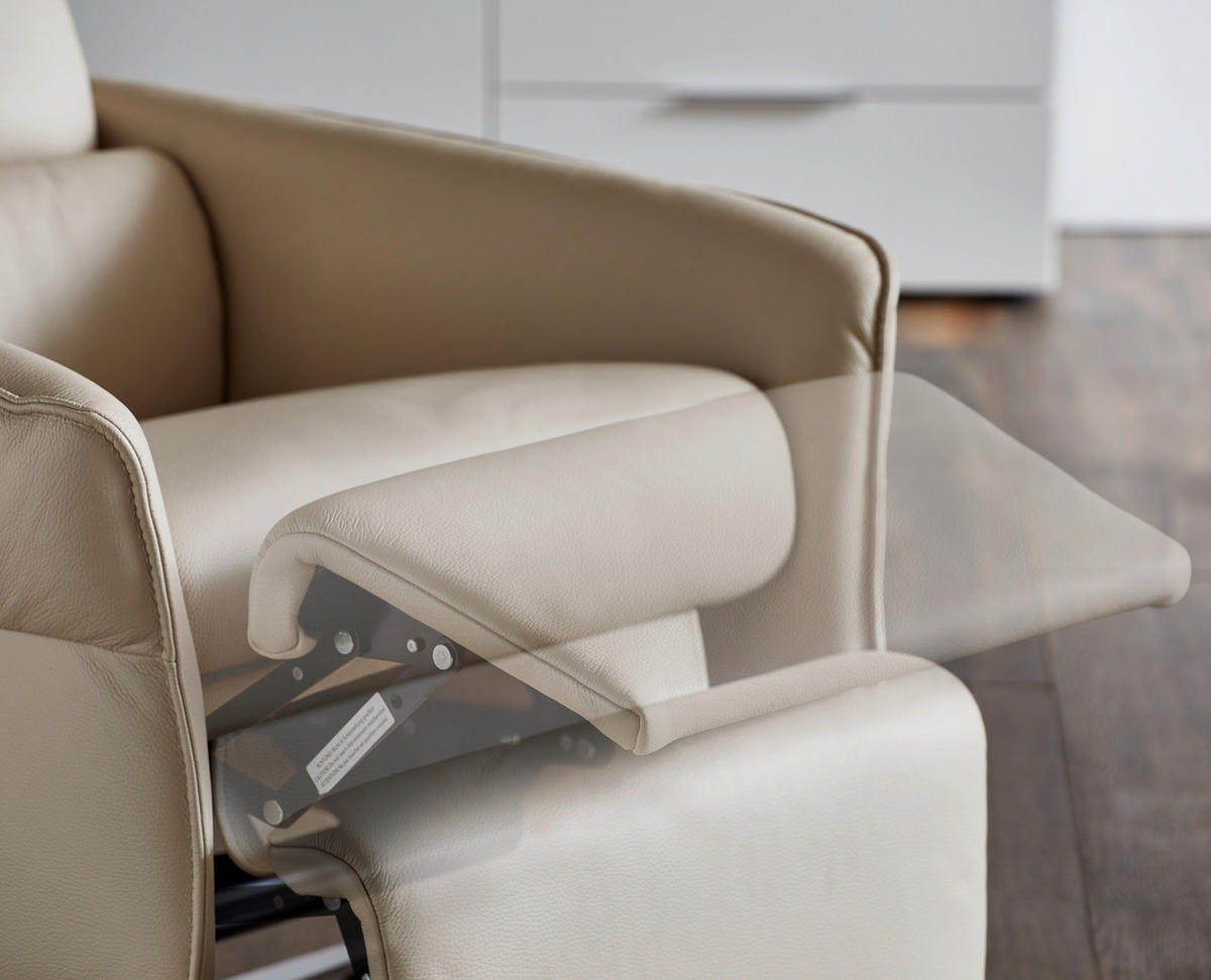 RELAXSESSEL in Leder Hellgrau  - Edelstahlfarben/Hellgrau, Design, Leder/Metall (72/89/91cm) - Himolla