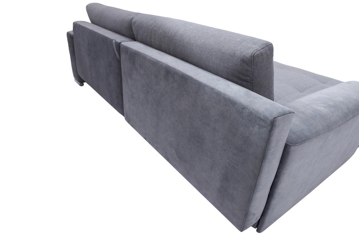 ECKSOFA in Struktur Blaugrau  - Chromfarben/Blaugrau, Design, Textil/Metall (177/269cm) - Livetastic