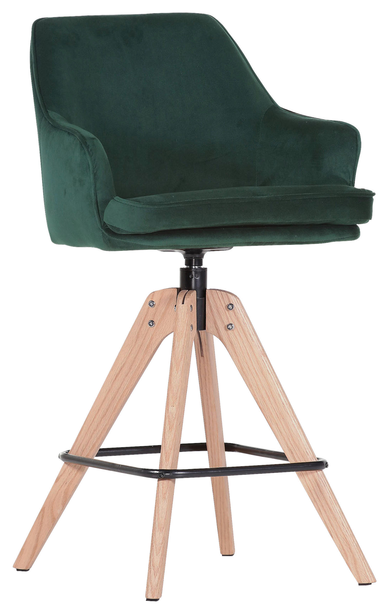 BARHOCKER in Textil Dunkelgrün  - Dunkelgrün/Eichefarben, MODERN, Holz/Textil (53/55/100cm) - Livetastic