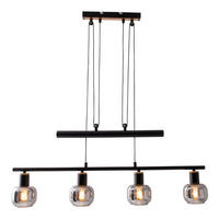 HÄNGELEUCHTE FUMOSO 78/10/100-160 cm   - Schwarz, Design, Glas/Metall (78/10/100-160cm) - Näve