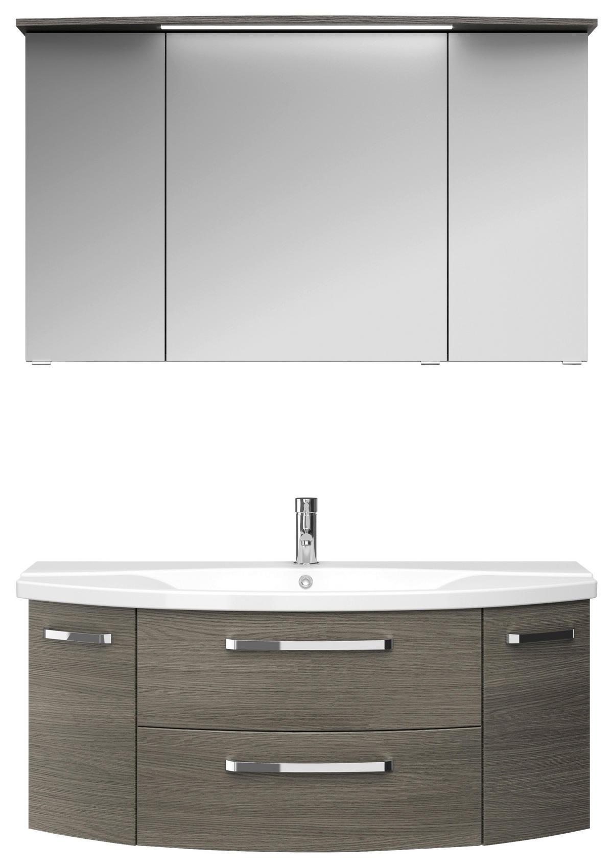 BADEZIMMER 3-teilig  in 120,5 cm  - Chromfarben/Graphitfarben, MODERN, Glas/Keramik (120,5cm) - Sadena