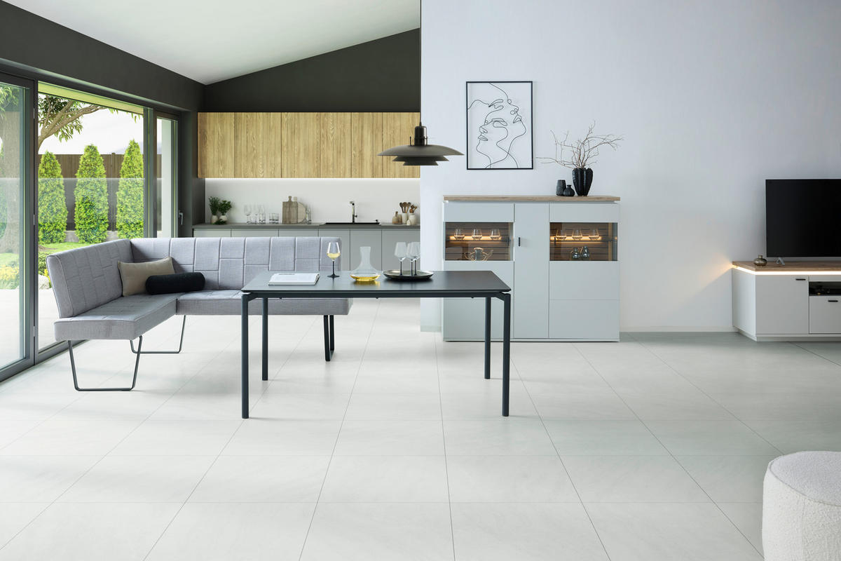 ECKBANK 150/190 cm Samt Hellgrau   - Hellgrau/Schwarz, KONVENTIONELL, Textil/Metall (150/190cm) - MID.YOU