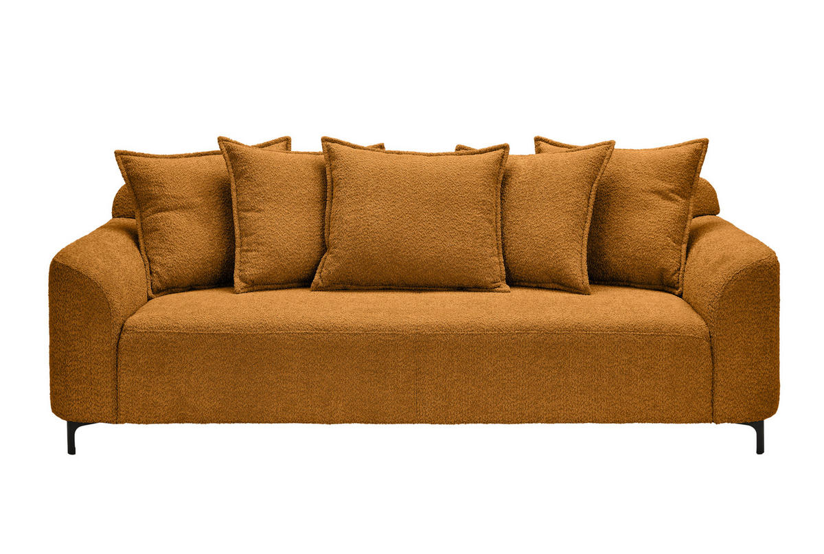 3-SITZER-SOFA  in Chenille Goldfarben  - Goldfarben/Schwarz, KONVENTIONELL, Textil/Metall (228/84/99cm) - Carryhome