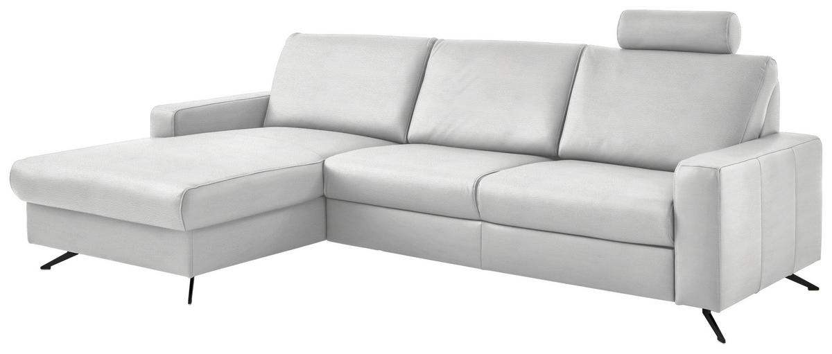 ECKSOFA in Echtleder Weiss  - Weiss/Schwarz, Design, Leder/Metall (165/267cm) - Beldomo Premium