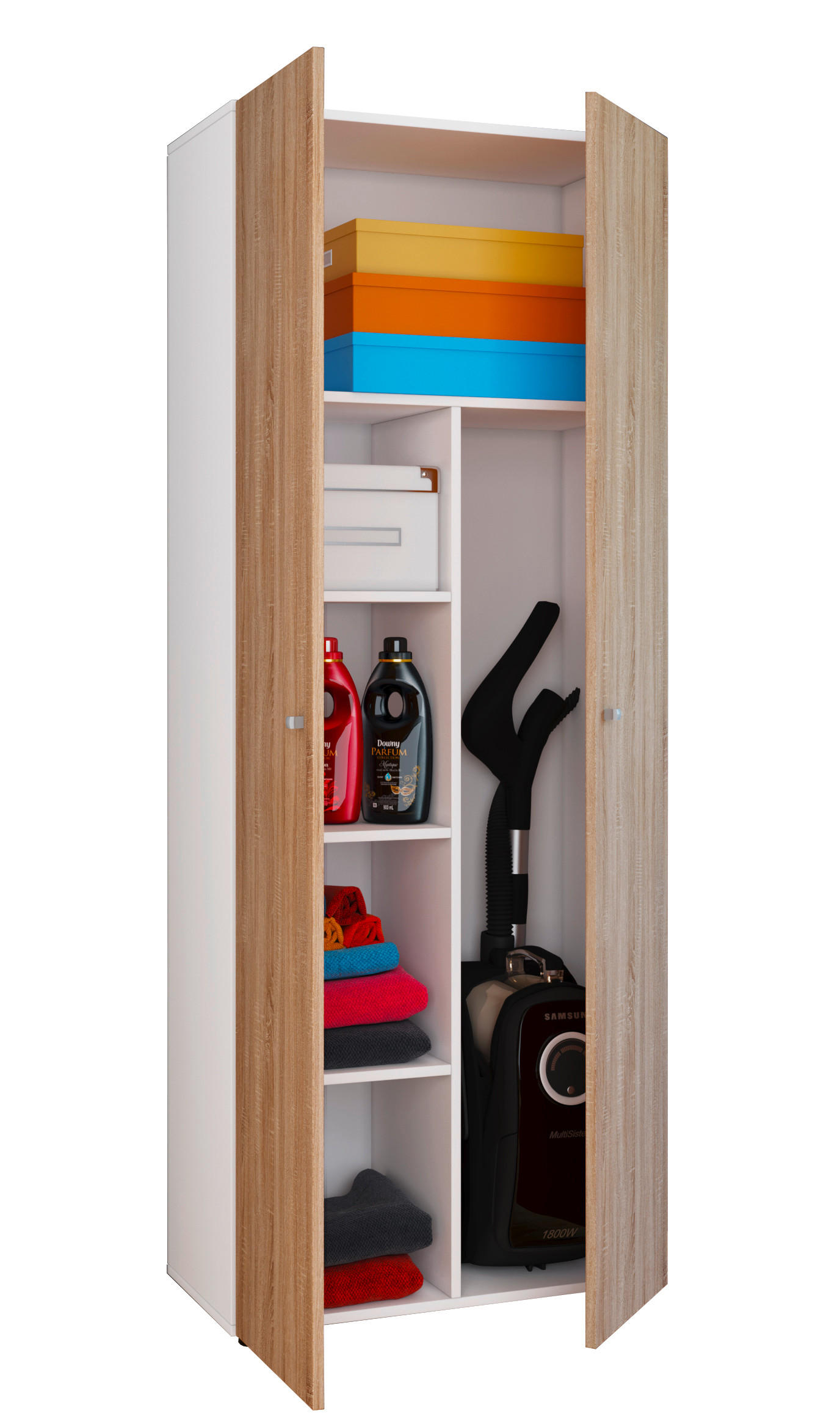 MULTISKÅP 70/178/39 cm 2-dörrar - vit/Sonoma ek, Design, trämaterial/plast (70/178/39cm) - MID.YOU