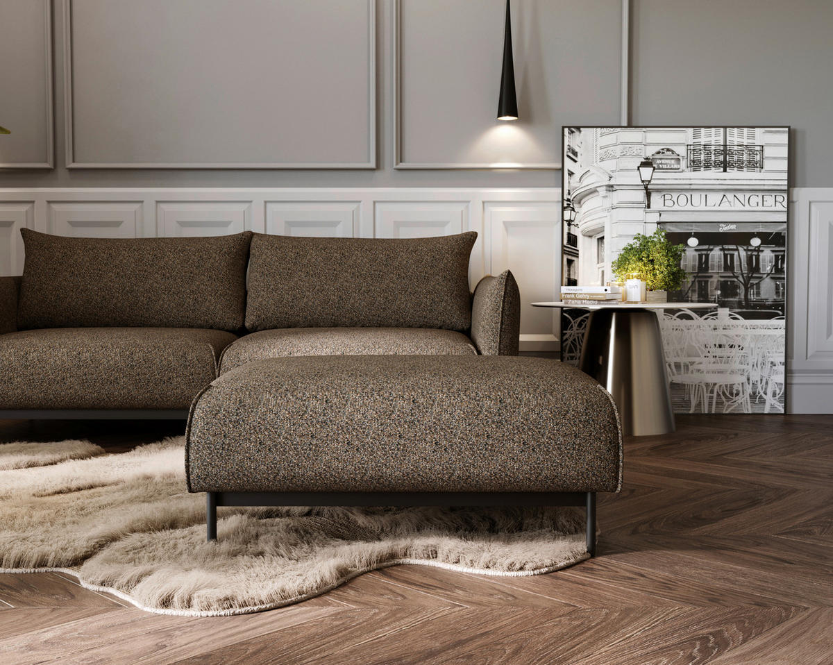 HOCKER in Textil Braun  - Schwarz/Braun, Design, Textil/Metall (100/42/97cm) - Livetastic