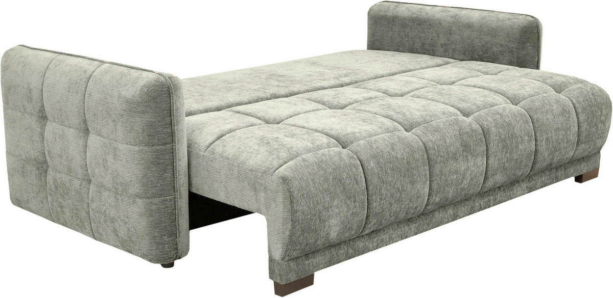 BOXSPRINGSOFA Chenille Grau, Grün  inkl. Zierkissen, Rückenkissen, Bettkasten, Schlaffunktion  - Schwarz/Grau, KONVENTIONELL, Kunststoff/Textil (235/94/103cm) - Novel