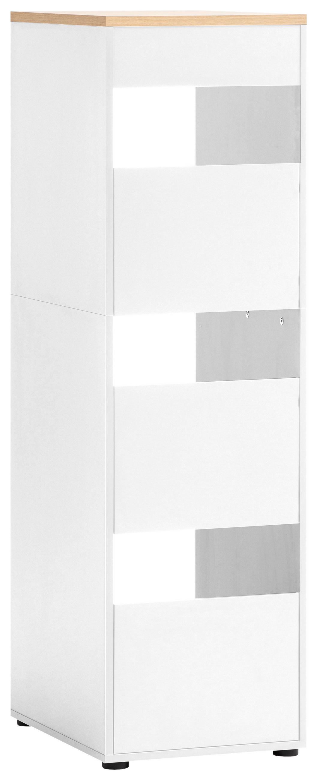 MEHRZWECKSCHRANK 45,10/154,7/60 cm  in Weiß, Eichefarben  - Eichefarben/Schwarz, MODERN, Holzwerkstoff/Kunststoff (45,10/154,7/60cm) - MID.YOU