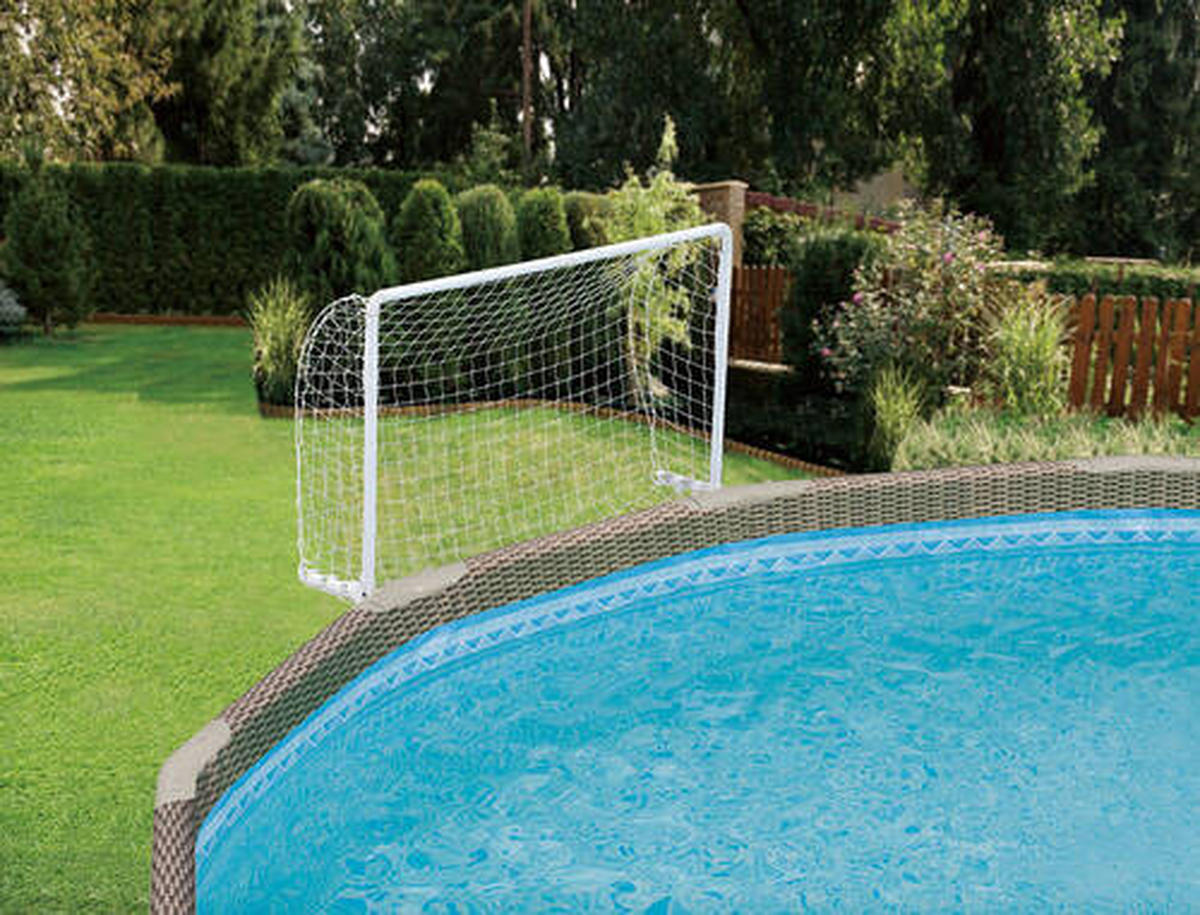 WASSER-BALL-SET MIT TOR - Weiß, KONVENTIONELL, Kunststoff (20/95/110cm)