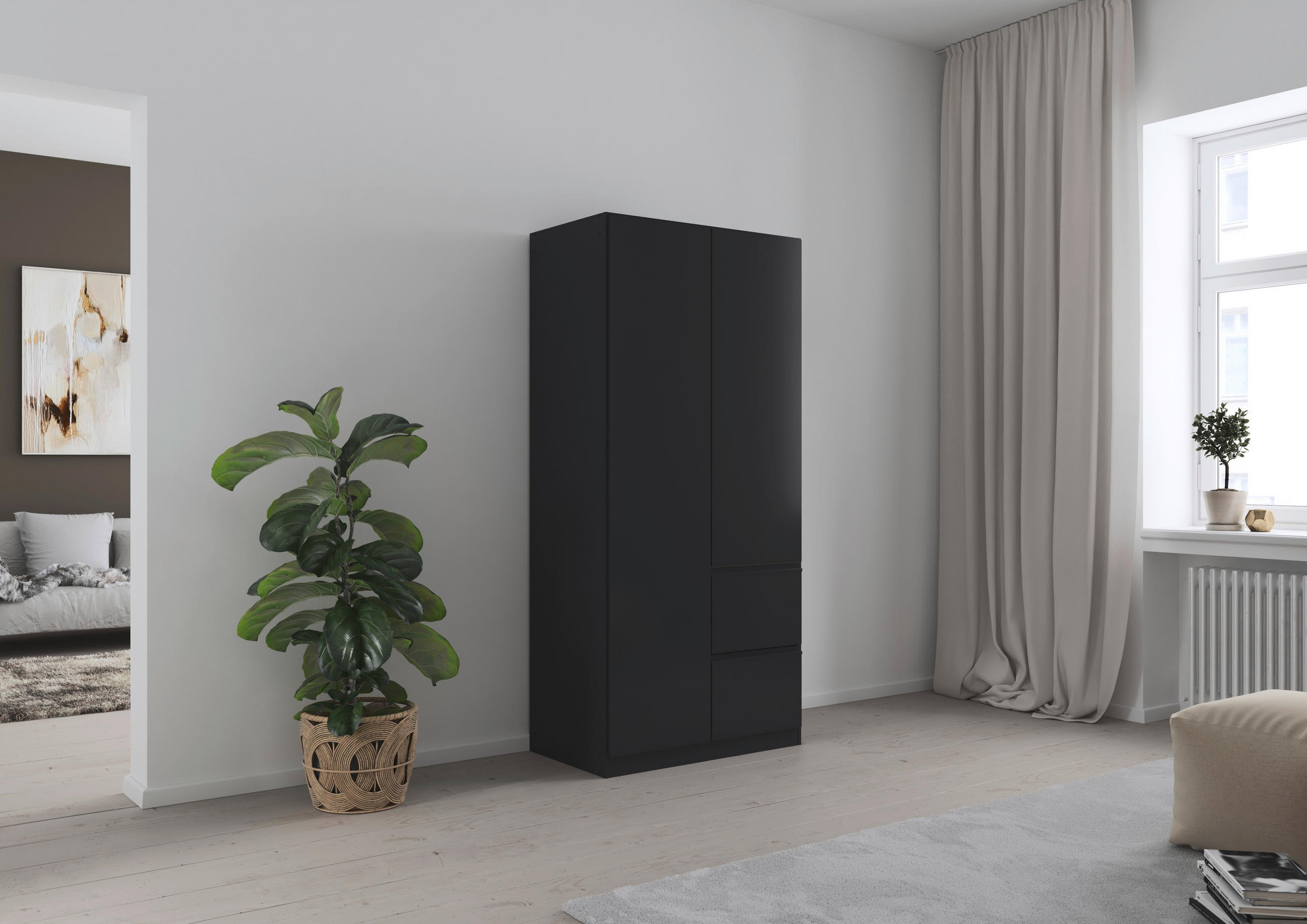 DREHTÜRENSCHRANK in Grau  - Grau, Modern, Holzwerkstoff (91/197/54cm) - Rauch Möbel
