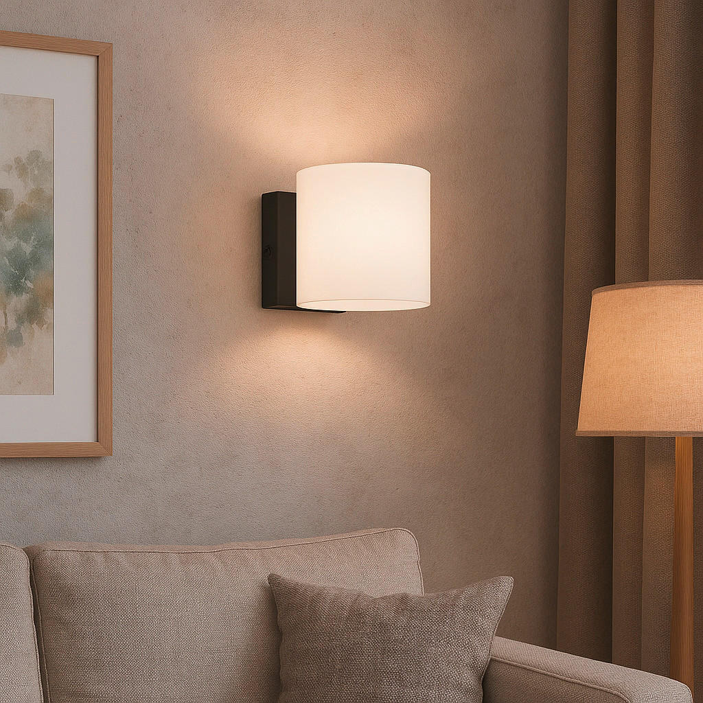 LED-WANDLEUCHTE 12/12/15 cm   - Schwarz/Weiß, KONVENTIONELL, Glas/Metall (12/12/15cm) - Brilliant