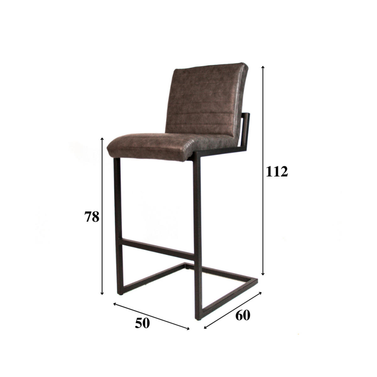 BARHOCKER-SET Lederlook Anthrazit  - Anthrazit/Schwarz, MODERN, Textil/Metall (54/100/58cm) - MID.YOU