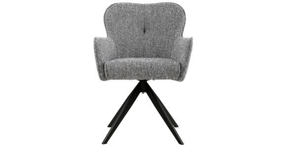 ARMLEHNSTUHL in Eisen Webstoff - Schwarz/Grau, Design, Textil/Metall (62/88/65cm) - Novel