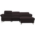 ECKSOFA in Echtleder Dunkelbraun  - Dunkelbraun/Schwarz, Natur, Leder/Metall (285/199cm) - Valnatura