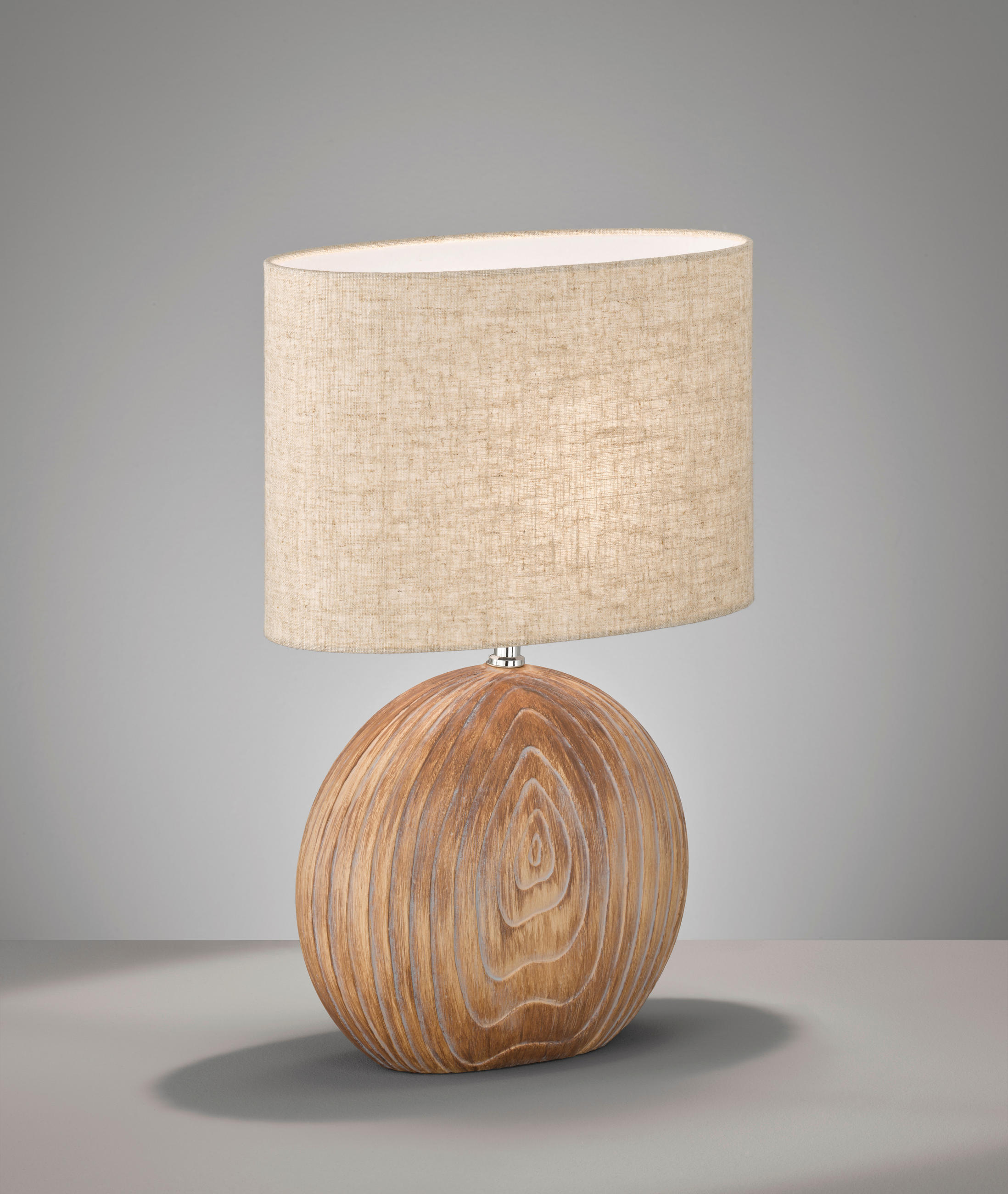 TISCHLEUCHTE - Sandfarben/Eukalyptusholzfarben, Basics, Keramik/Textil (34/17/53cm) - Fischer & Honsel
