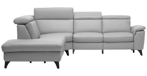 ECKSOFA in Echtleder Grau  239/285 cm  - Schwarz/Grau, Design, Leder/Metall (239/285cm) - Cantus