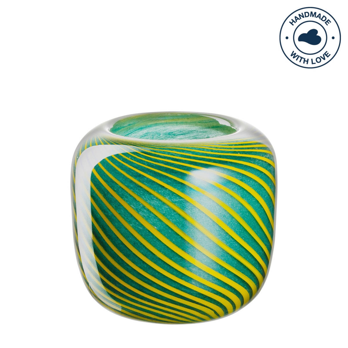 VASE  - Gelb/Grün, KONVENTIONELL, Glas (10,00/9,50/10,00cm) - Leonardo