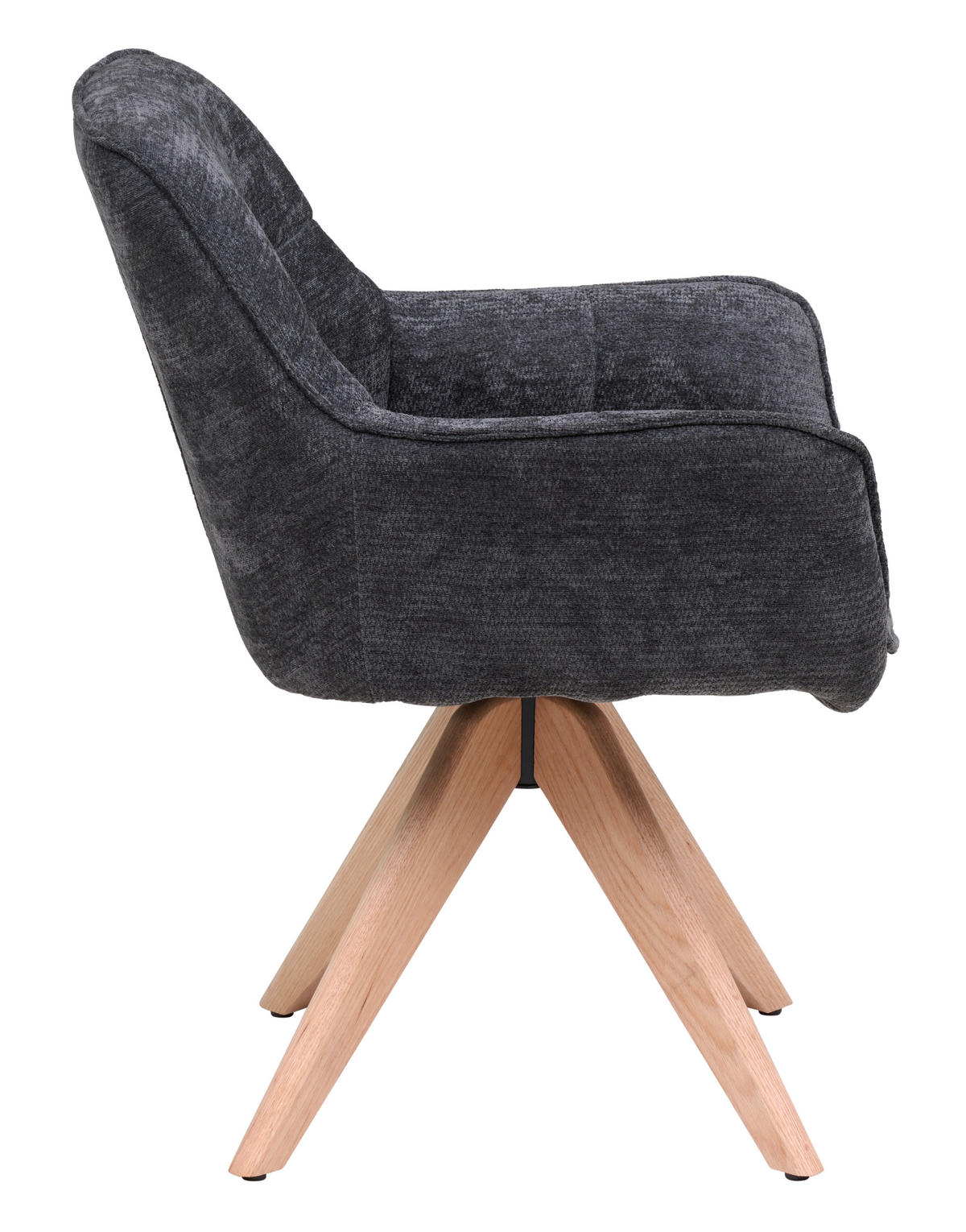 ARMLEHNSTUHL  Sitzfläche 360° drehbar Chenille  - Dunkelgrau/Eichefarben, Basics, Holz/Textil (64/85/62cm) - Livetastic