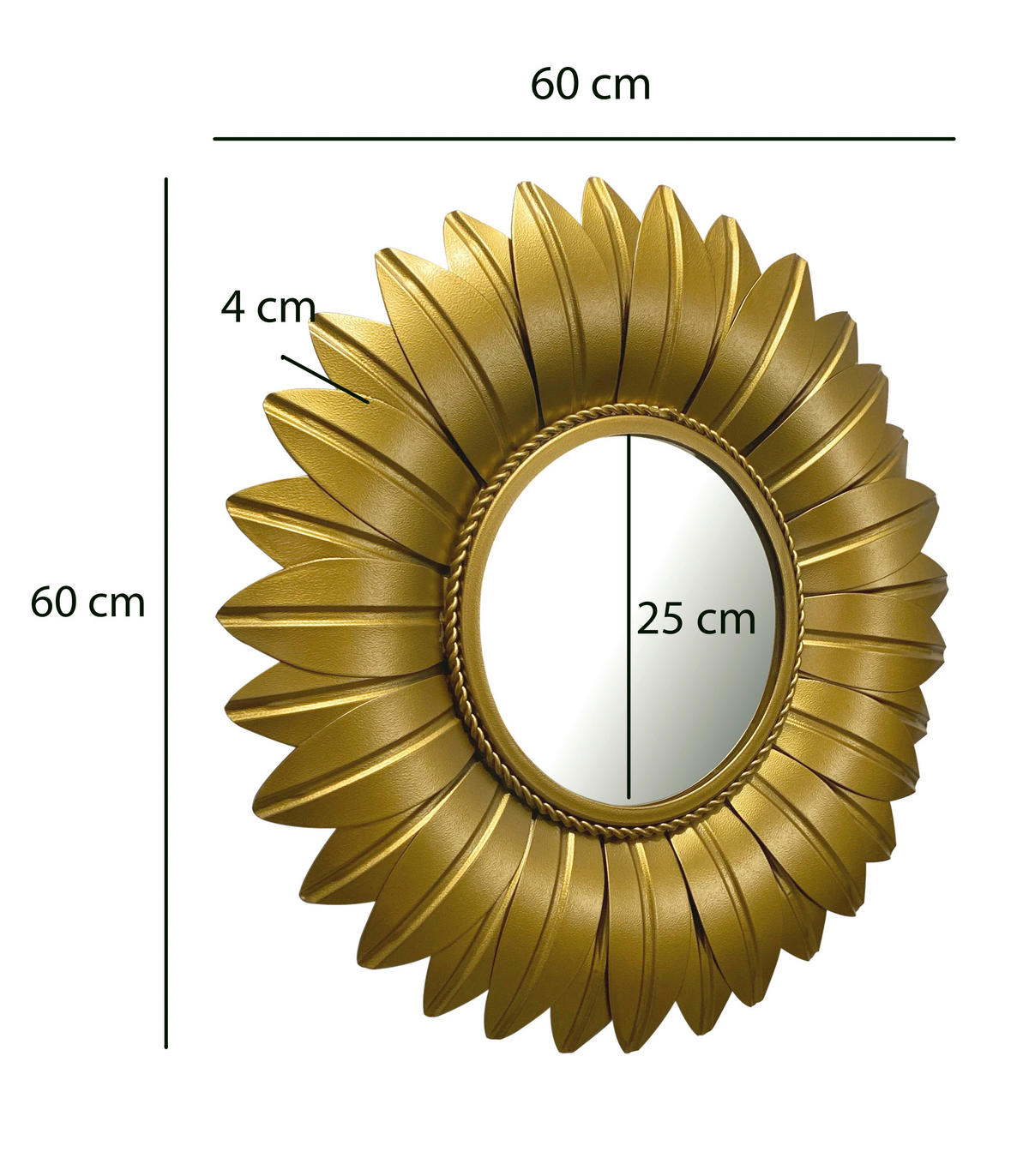 WANDSPIEGEL 60/60/4 cm  - Goldfarben, Design, Glas/Metall (60/60/4cm) - MID.YOU