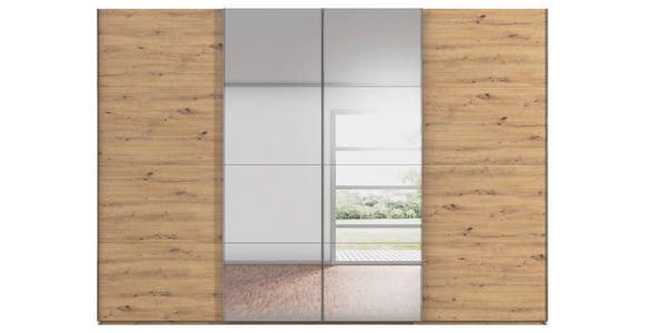 SCHWEBETÜRENSCHRANK 316/235/68 cm 4-türig Eiche Artisan  - Chromfarben/Eiche Artisan, Design, Holzwerkstoff/Metall (316/235/68cm) - Novel